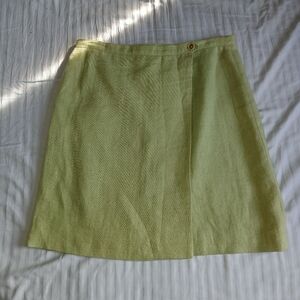 Vintage light green linen skirt with button closure